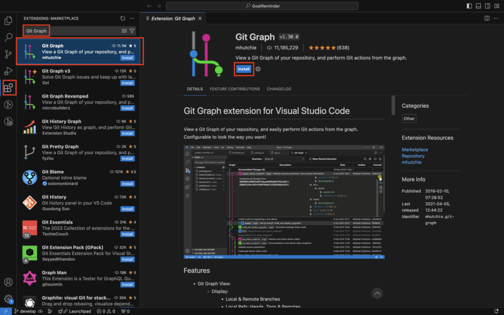 Git Graphプラグインの導入