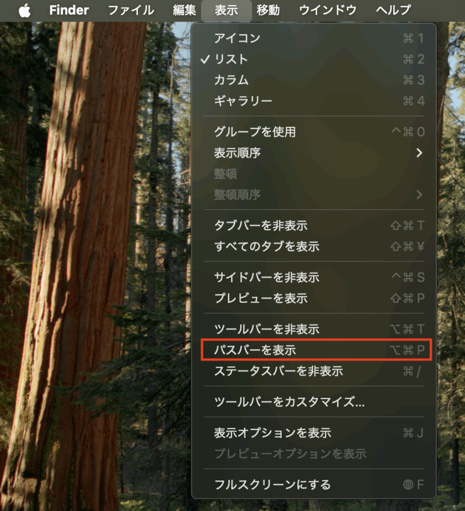 パスバーを表示